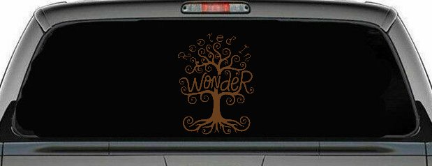 Rooted in Wander Swirl Tree Car or Truck Vinyl Window Decal Sticker (Copper)
