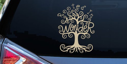 Rooted in Wander Swirl Tree Car or Truck Vinyl Window Decal Sticker (Desert Sand)