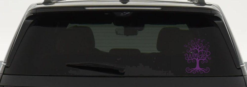 Rooted in Wander Swirl Tree Car or Truck Vinyl Window Decal Sticker (Violet)