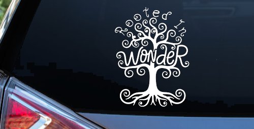 Rooted in Wander Swirl Tree Car or Truck Vinyl Window Decal Sticker (White)