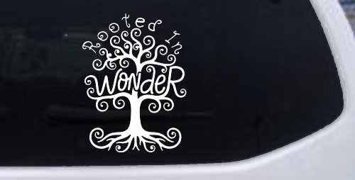 Rooted in Wander Swirl Tree Car or Truck Vinyl Window Decal Sticker (White)