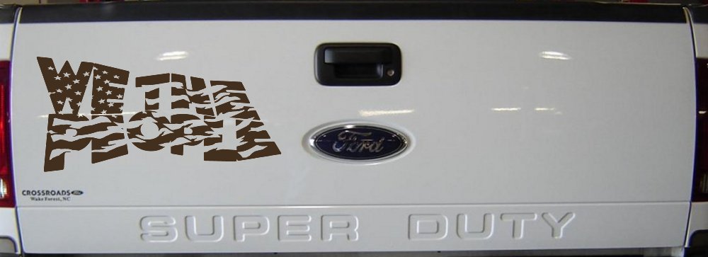 We The People Waving Tattered American Flag Car or Truck Vinyl Window Decal Sticker (Brown)