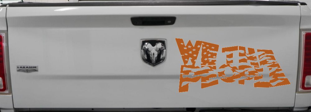 We The People Waving Tattered American Flag Car or Truck Vinyl Window Decal Sticker (Nut Brown)