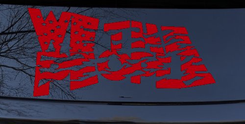 We The People Waving Tattered American Flag Car or Truck Vinyl Window Decal Sticker (Red)