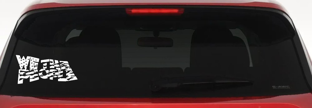We The People Waving Tattered American Flag Car or Truck Vinyl Window Decal Sticker (White)