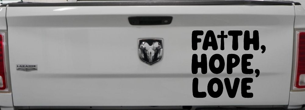 Faith Hope Love With Cross Christian Car or Truck Vinyl Window Decal Sticker (Black)