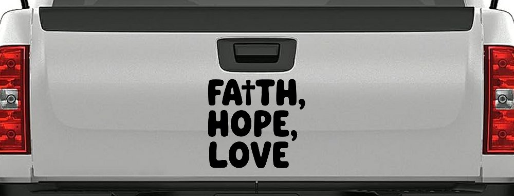 Faith Hope Love With Cross Christian Car or Truck Vinyl Window Decal Sticker (Black)