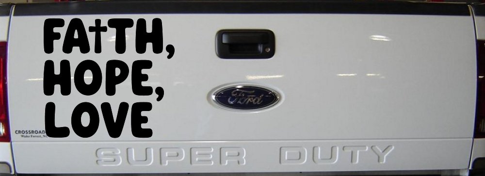 Faith Hope Love With Cross Christian Car or Truck Vinyl Window Decal Sticker (Black)