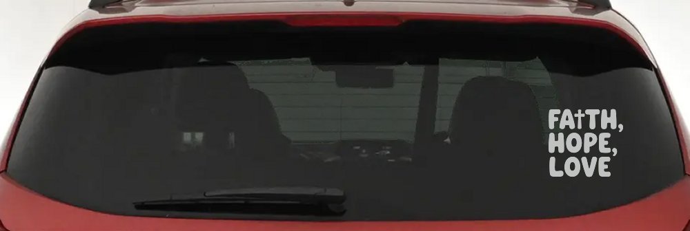 Faith Hope Love With Cross Christian Car or Truck Vinyl Window Decal Sticker (Light Gray)