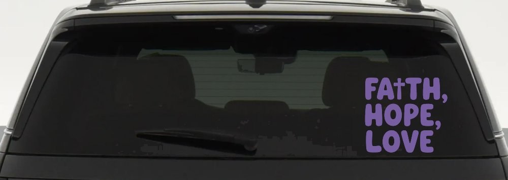 Faith Hope Love With Cross Christian Car or Truck Vinyl Window Decal Sticker (Purple)