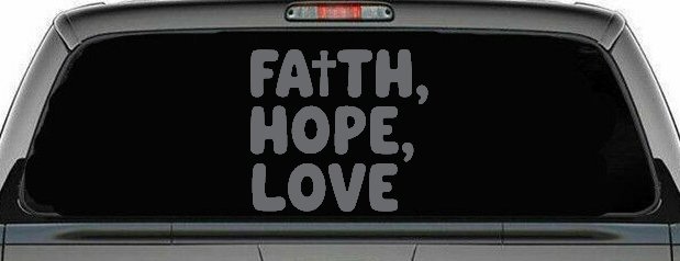 Faith Hope Love With Cross Christian Car or Truck Vinyl Window Decal Sticker (Silver)
