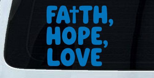 Faith Hope Love With Cross Christian Car or Truck Vinyl Window Decal Sticker (Sky Blue)