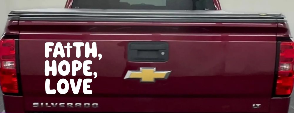 Faith Hope Love With Cross Christian Car or Truck Vinyl Window Decal Sticker (White)