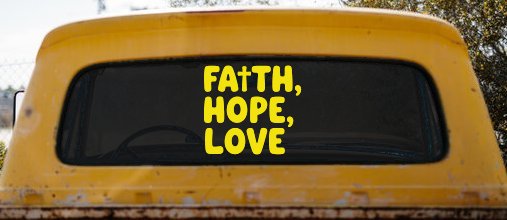 Faith Hope Love With Cross Christian Car or Truck Vinyl Window Decal Sticker (Yellow)