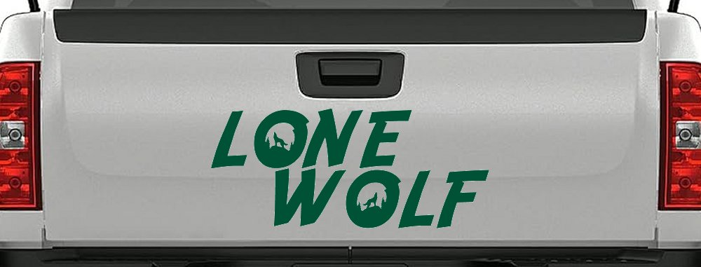 Lone Wolf with Howling Wolf Car or Truck Vinyl Window Decal Sticker (Dark Green)