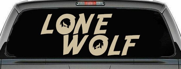 Lone Wolf with Howling Wolf Car or Truck Vinyl Window Decal Sticker (Desert Sand)