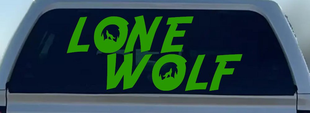 Lone Wolf with Howling Wolf Car or Truck Vinyl Window Decal Sticker (Lime)