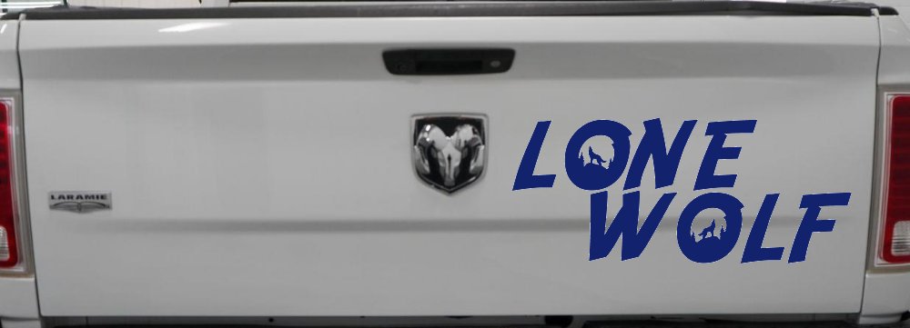 Lone Wolf with Howling Wolf Car or Truck Vinyl Window Decal Sticker (Navy)