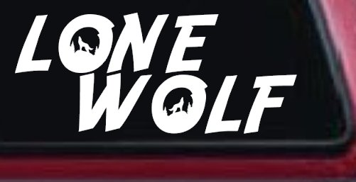 Lone Wolf with Howling Wolf Car or Truck Vinyl Window Decal Sticker (White)