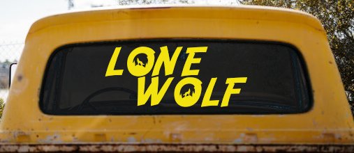 Lone Wolf with Howling Wolf Car or Truck Vinyl Window Decal Sticker (Yellow)