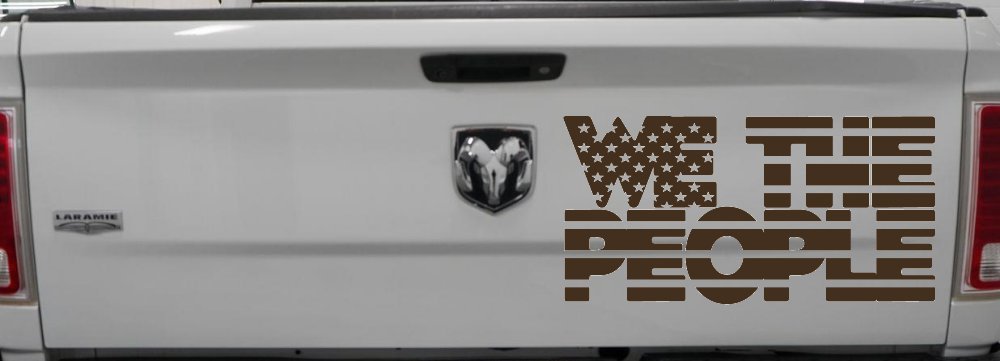 We The People American Flag Text Car or Truck Vinyl Window Decal Sticker (Brown)