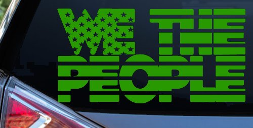 We The People American Flag Text Car or Truck Vinyl Window Decal Sticker (Lime)