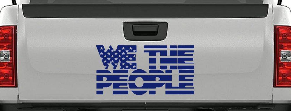 We The People American Flag Text Car or Truck Vinyl Window Decal Sticker (Navy)