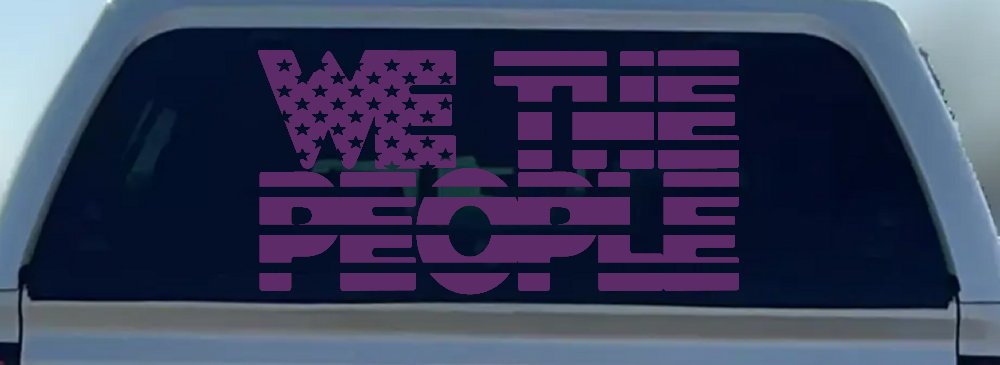 We The People American Flag Text Car or Truck Vinyl Window Decal Sticker (Violet)