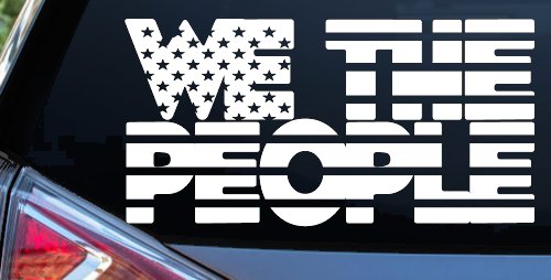 We The People American Flag Text Car or Truck Vinyl Window Decal Sticker (White)