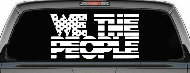 We The People American Flag Text Car or Truck Vinyl Window Decal Sticker (White)