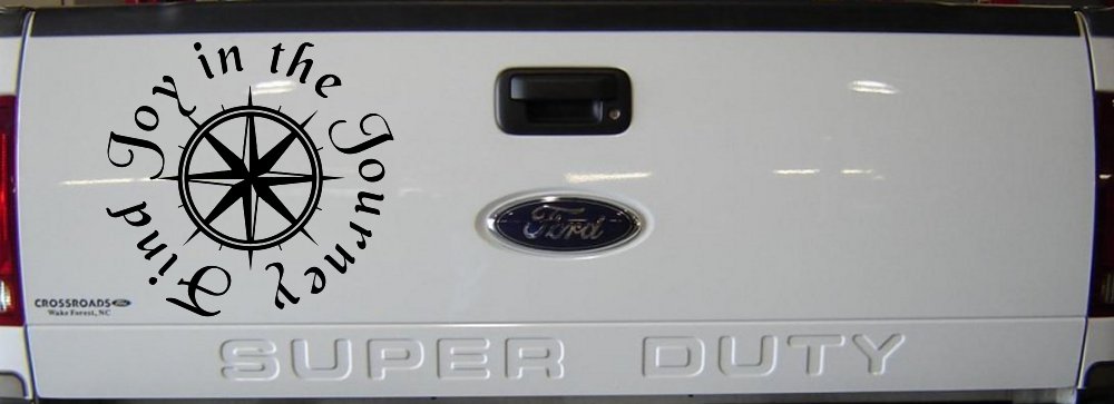 Find Joy in the Journey with Compass Car or Truck Vinyl Window Decal Sticker (Black)