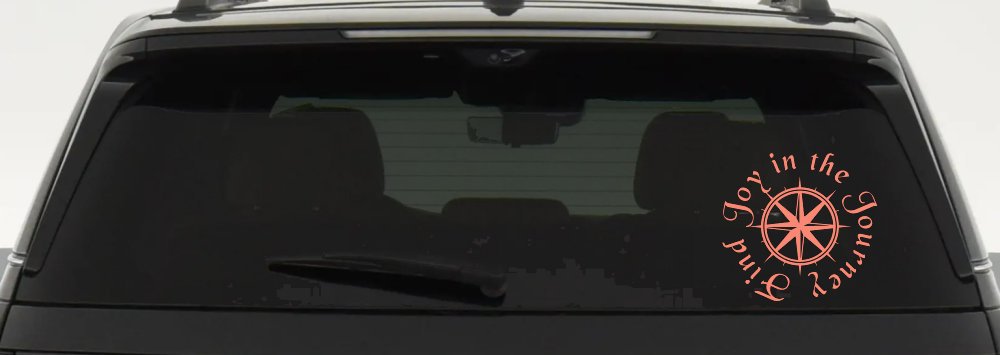 Find Joy in the Journey with Compass Car or Truck Vinyl Window Decal Sticker (Coral)