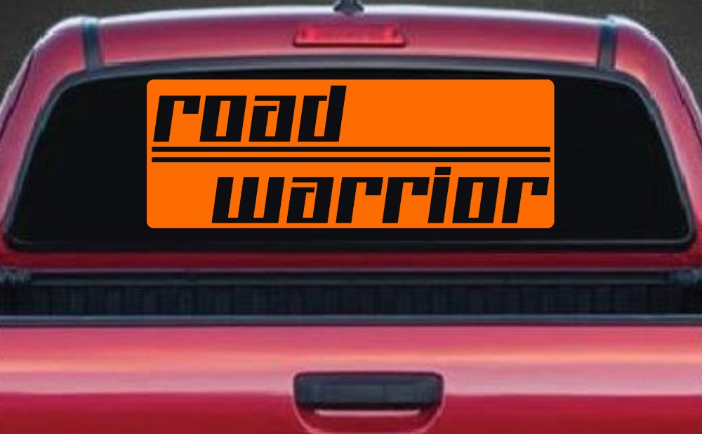 Road Warrior Car or Truck Vinyl Window Decal Sticker (Orange)
