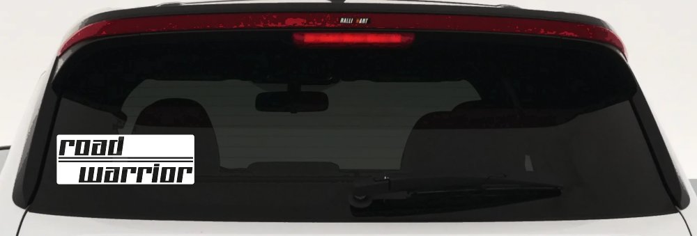 Road Warrior Car or Truck Vinyl Window Decal Sticker (White)
