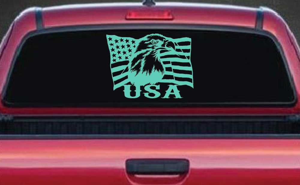 USA American Flag Bald Eagle Right Car or Truck Vinyl Window Decal Sticker (Mint)