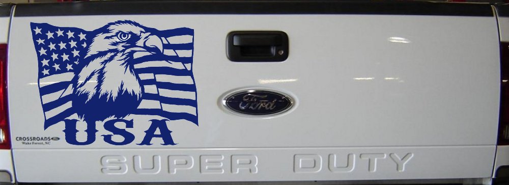 USA American Flag Bald Eagle Right Car or Truck Vinyl Window Decal Sticker (Navy)