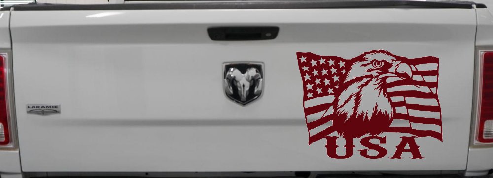 USA American Flag Bald Eagle Right Car or Truck Vinyl Window Decal Sticker (Purple Red)