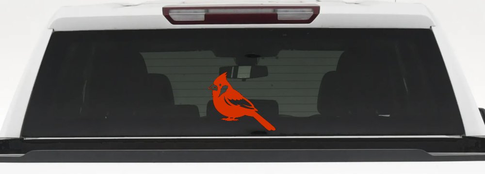 Cardinal Bird Car or Truck Vinyl Window Decal Sticker (Orange Red)