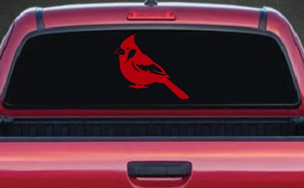Cardinal Bird Car or Truck Vinyl Window Decal Sticker (Red)