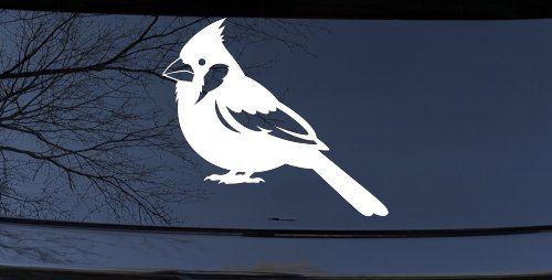 Cardinal Bird Car or Truck Vinyl Window Decal Sticker (White)