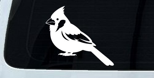 Cardinal Bird Car or Truck Vinyl Window Decal Sticker (White)