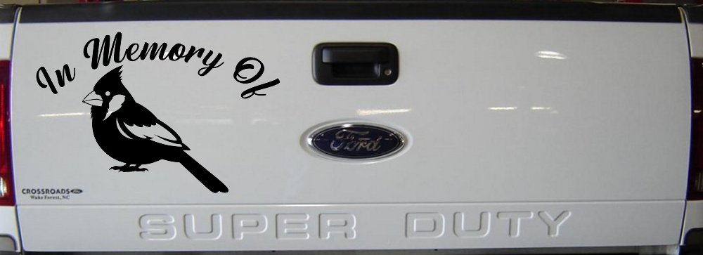 In Memory of Cardinal Bird Car or Truck Vinyl Window Decal Sticker (Black)