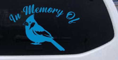 In Memory of Cardinal Bird Car or Truck Vinyl Window Decal Sticker (Blue)