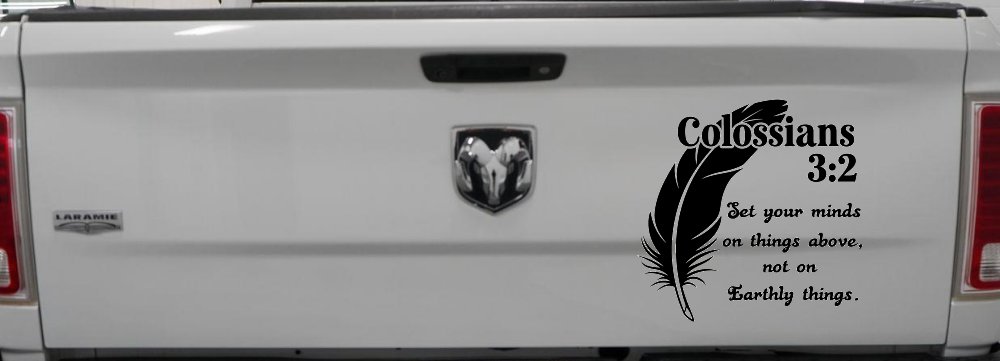 Colossians 3:2 Car or Truck Vinyl Window Decal Sticker (Black)