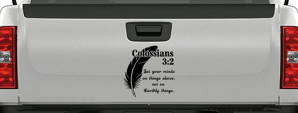 Colossians 3:2 Car or Truck Vinyl Window Decal Sticker (Black)