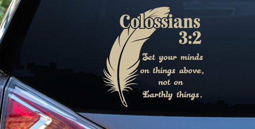 Colossians 3:2 Car or Truck Vinyl Window Decal Sticker (Desert Sand)