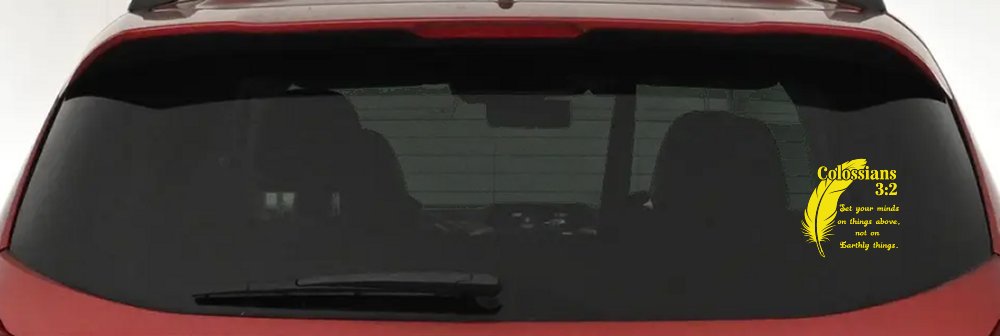 Colossians 3:2 Car or Truck Vinyl Window Decal Sticker (Yellow)
