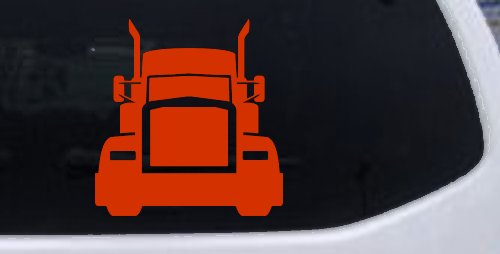 Tractor Trailer Truck Big Rig Car or Truck Vinyl Window Decal Sticker (Orange Red)