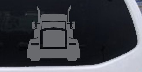 Tractor Trailer Truck Big Rig Car or Truck Vinyl Window Decal Sticker (Silver)