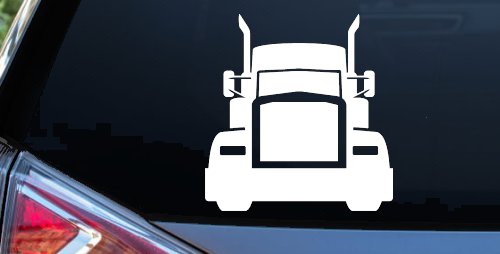 Tractor Trailer Truck Big Rig Car or Truck Vinyl Window Decal Sticker (White)